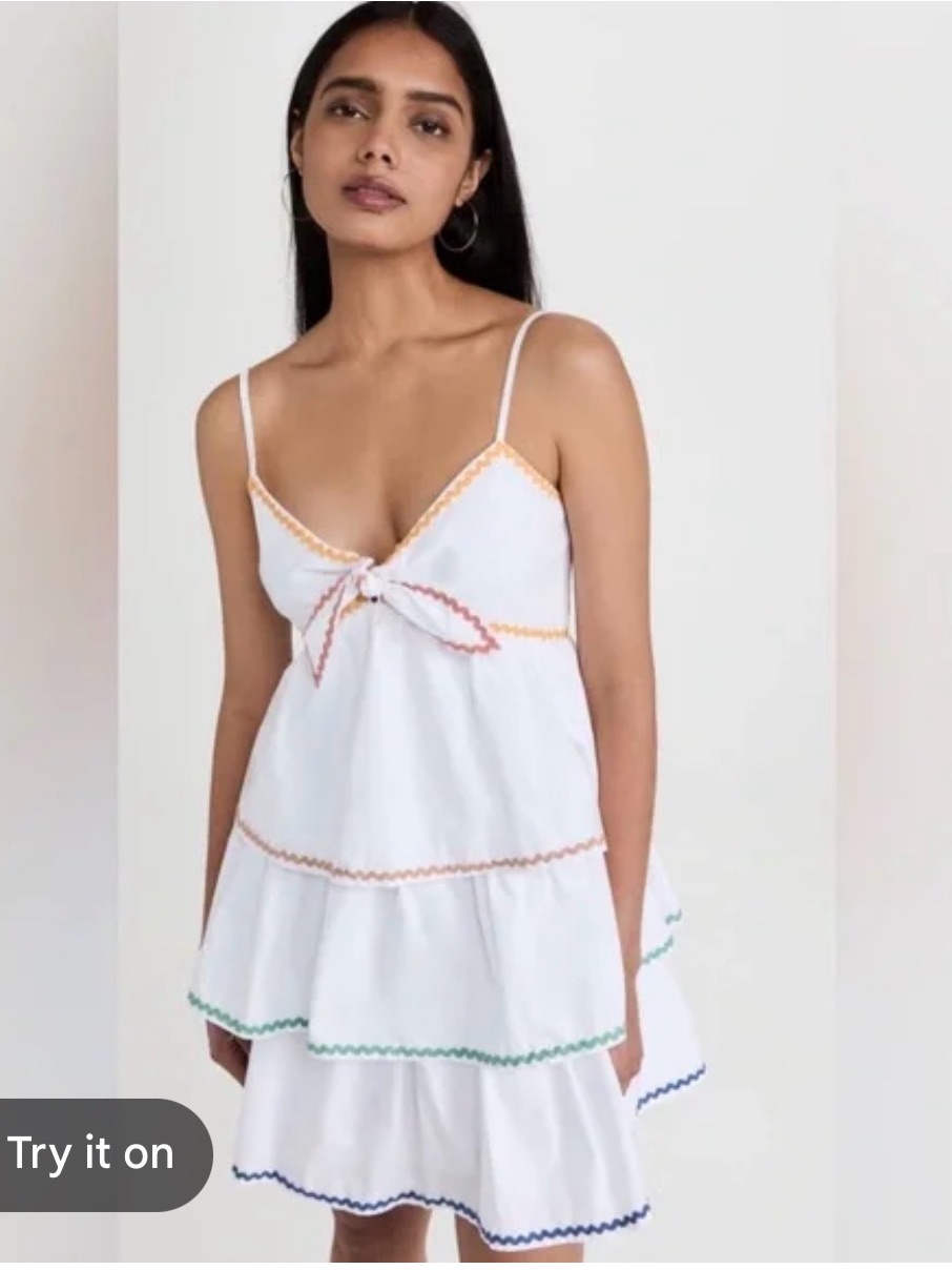 English Factory White Tiered Eyelet Sundress With Multicolor Trim